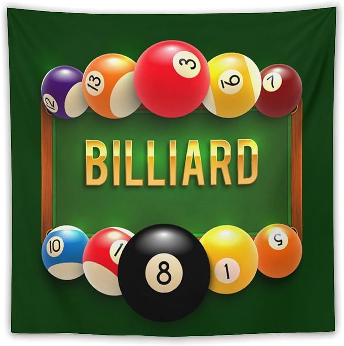 ZhiRain Snooker Billiards Tapestry Wall Hanging Modern Sports Theme Billiard Eight Ball Tapestries Home Decor for Living Room Bedroom Farmhouse Apartment Dorm 60"x60"