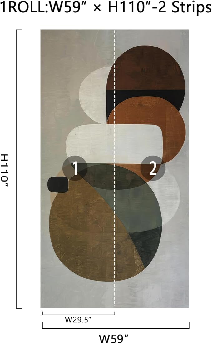 Zeeko Modern Abstract Geometrical Wall Mural Peel and Stick 59" x 110" Mid Century Irregular Line Self Adhesive Removable Wallpaper for Hallway