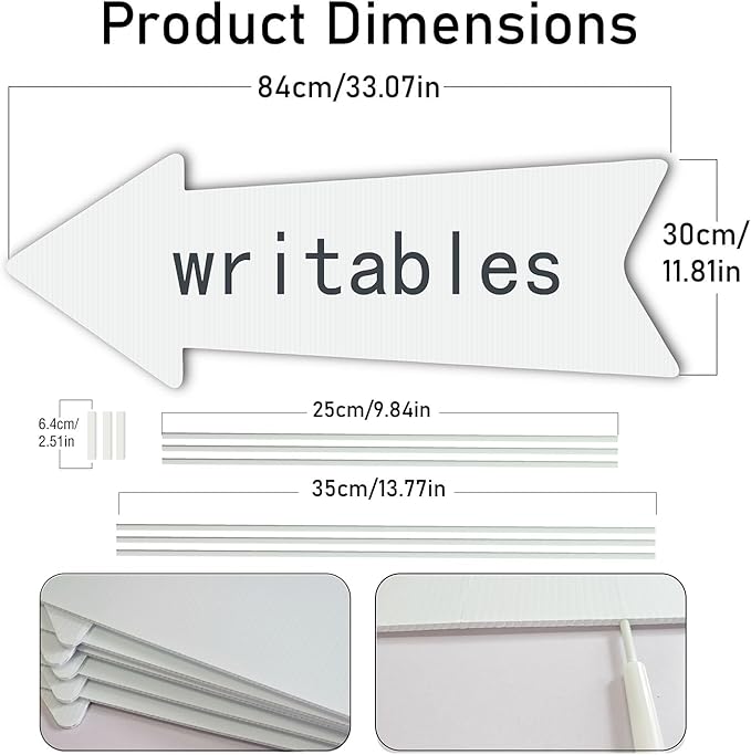 ‌Jumbo 6-Pack Blank Arrow Yard Signs with Stakes - 33x12 Oversized Wedding Directional Signs, Birthday Party Decorations, This Way Arrow Signs for Outdoor Events, Reusable Yard Markers