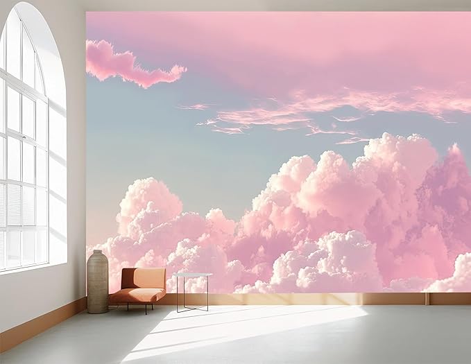 YQWDMX - 3D Pink Cloud Peel and Stick Wallpaper Wall Mural Girl Kid's Room ZY08 S