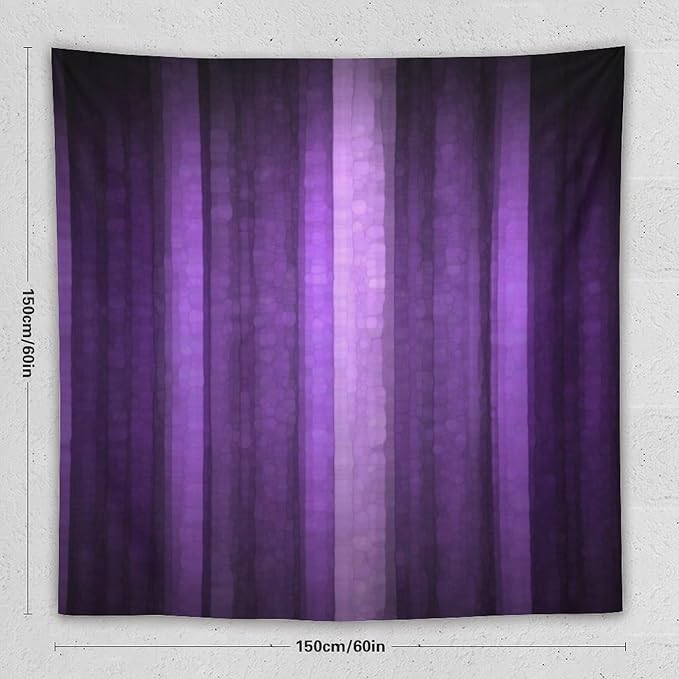 ZhiRain Purple Striped Tapestry Wall Hanging Abstract Mosaic Glass Texture And Dark Stripe Modern Neon Purple Art Tapestries Home Decor for Living Room Bedroom Apartment Farmhouse 60"x60"