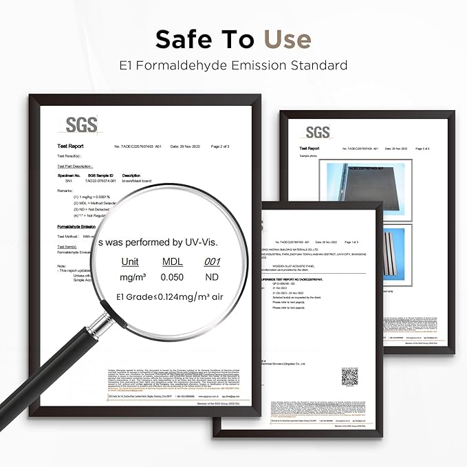 Wood Slat Acoustic Panels, 94.5" x 12.6" Each Soundpoof Wooden Slat Wall Panel - Walnut, 4 Pack