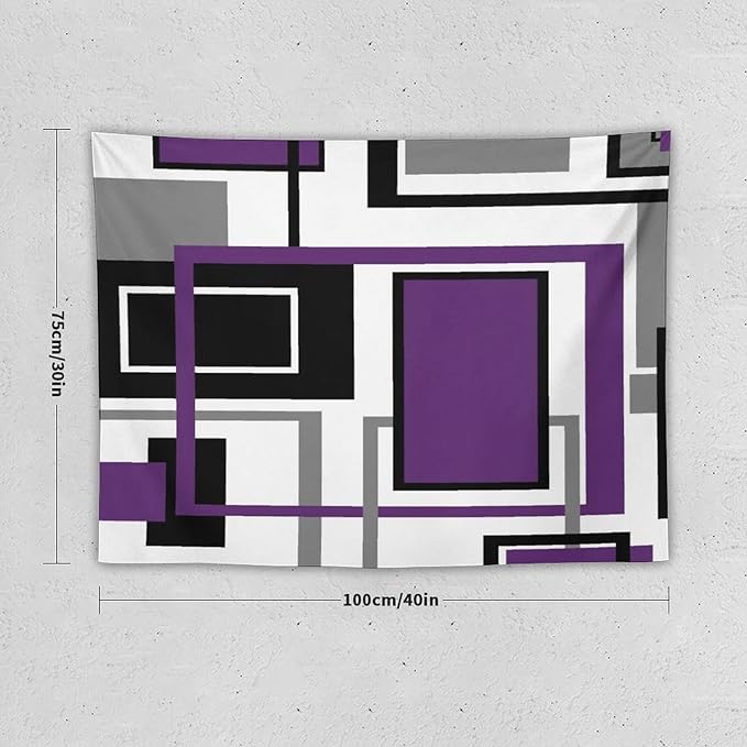 ZhiRain Purple Modern Tapestry Wall Hanging Geometric Purple Gray Black Tapestries Home Decor for Living Room Bedroom Farmhouse Apartment Dorm 30"x40"