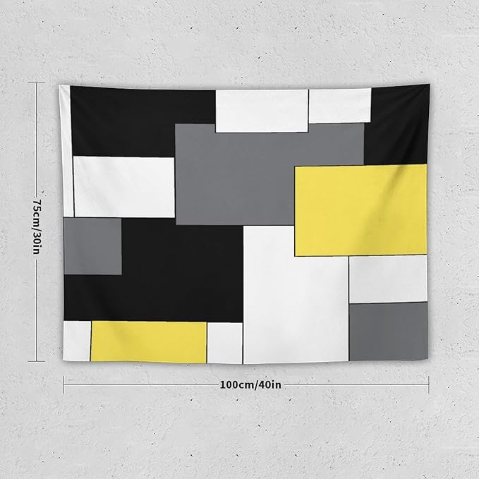 ZhiRain Black,Grey,Yellow,White Tapestry Wall Hanging Geometry Pattern Digital Print Multicolor Tapestries Home Decor for Living Room Bedroom Farmhouse Apartment Dorm 30"x40"