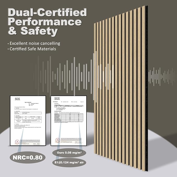 Acoustic Wall Panels, 2 Pack Wood Slat Wall Panel, Soundproof Wall Panels, 3D Textured Wall Decor for Ceiling and Wall, 23.6" x 47.2", in Oak Finish