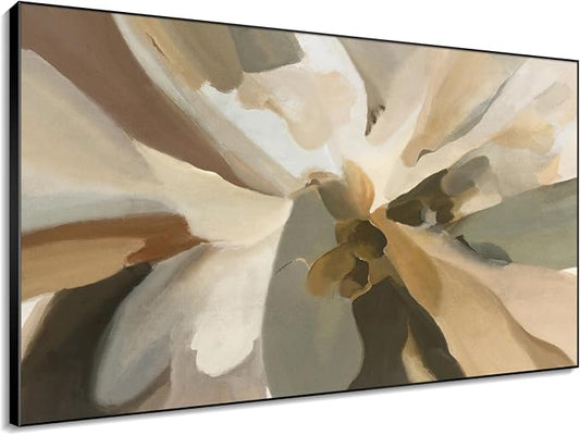 46"x72" XL Framed Wall Art - Decor Floral Earthy Tones and Soft Petals (Frame Assembly Required)