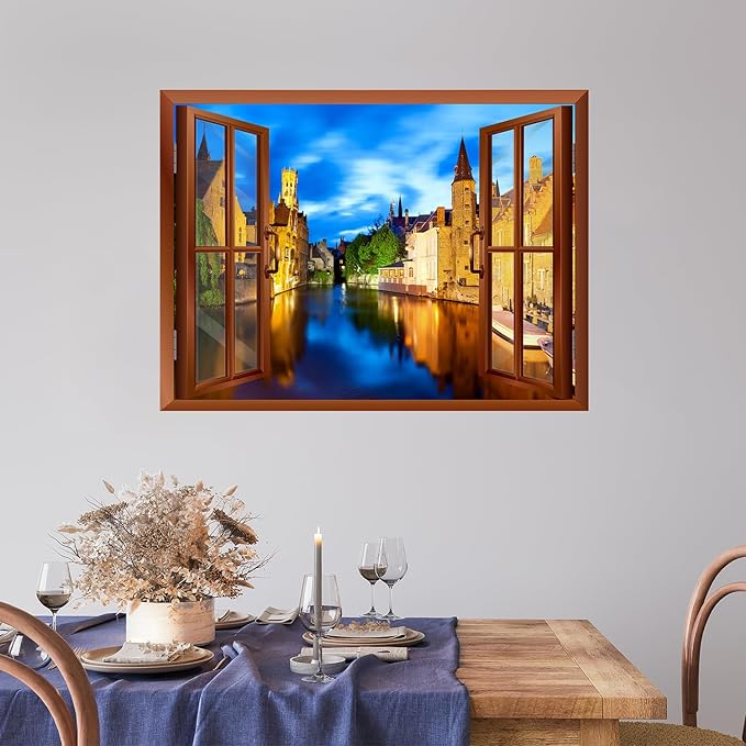 wall26 Beautiful Scenery Venice, Italy View from Inside a Window Removable Wall Sticker/Wall Mural - 24"x32"
