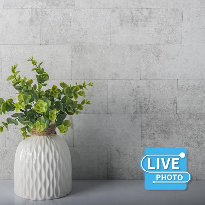 Art3d 102-Piece Backsplash Tile Peel and Stick for Stove Kitchen Bathroom Fireplace, 3in. × 6in. Stick on Subway Tile Natural Stone White