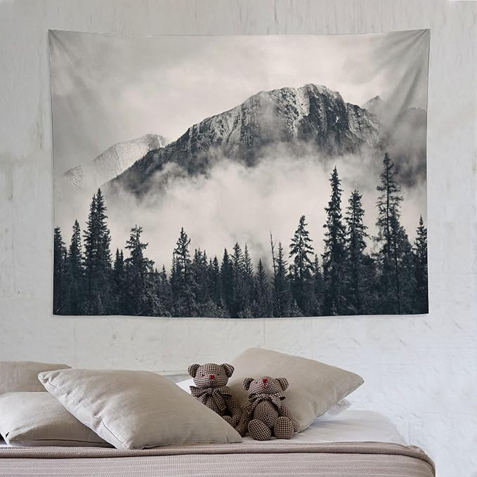 ZhiRain National Parks Tapestry Wall Hanging Canadian Smokey Mountain Cliff Outdoors Scenery Tapestries Home Decor for Living Room Bedroom Apartment Farmhouse Dorm 60"x80"