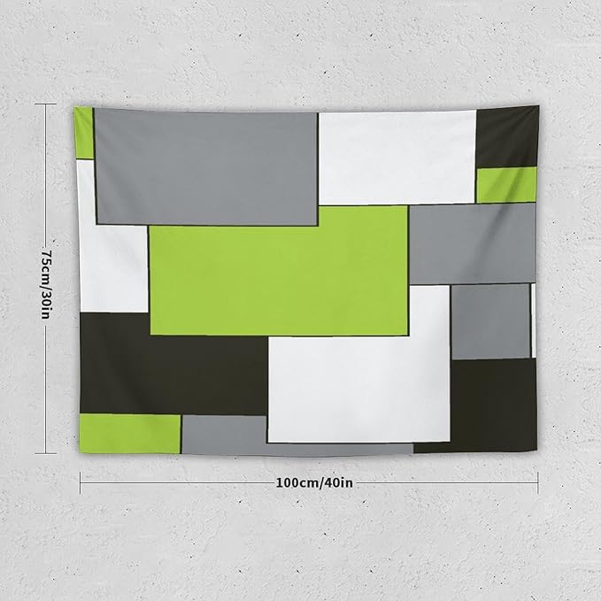 ZhiRain Modern Tapestry Wall Hanging Green And Gray Black Tapestries Home Decor for Living Room Bedroom Farmhouse Apartment Dorm 30"x40"