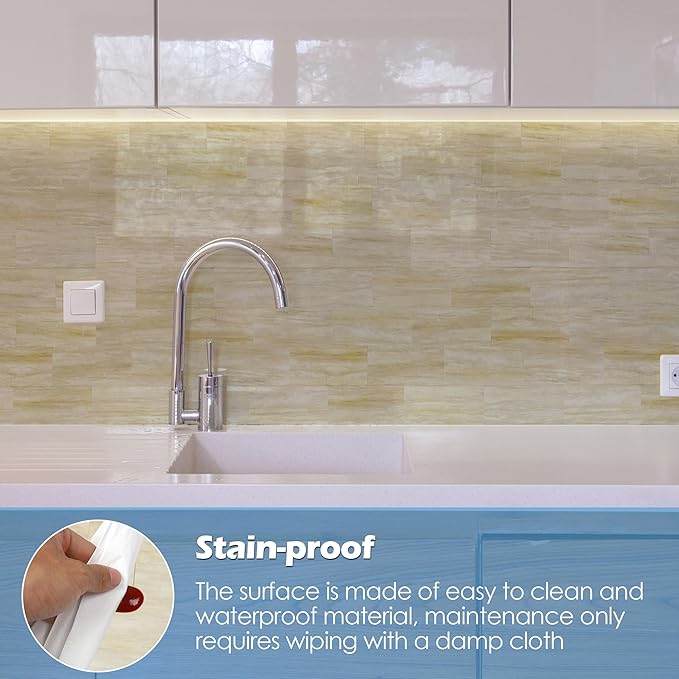 20-Pack Peel and Stick Tile Backsplash 12"X12" PVC Wall Tiles, Stick on Backsplash for Kitchen, Bathroom Tile, Fireplace Décor, Laundry Table, Stair Decals in Light Orange