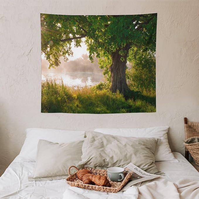 ZhiRain Tree Tapestry Wall Hanging Green Jungle Trees Nature Landscape Tapestries Home Decor for Living Room Bedroom Apartment Farmhouse Dorm 50"x60"
