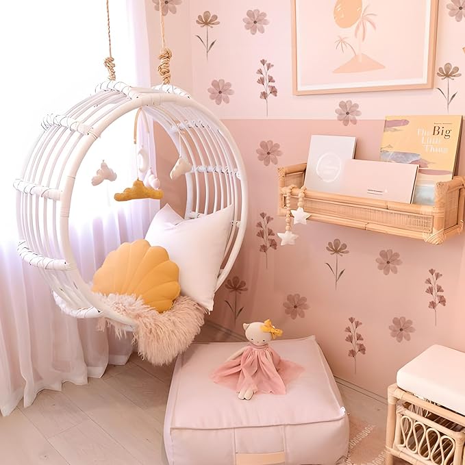 YouRfocus Daisy Wall Decals | 42 PCS Boho Flower Stickers for Girls' Rooms, Playrooms, and Nurseries | Dual Layer Print for High Coverage | Removable Peel and Stick Wall Decor (Pink-B) | 6 Sheets