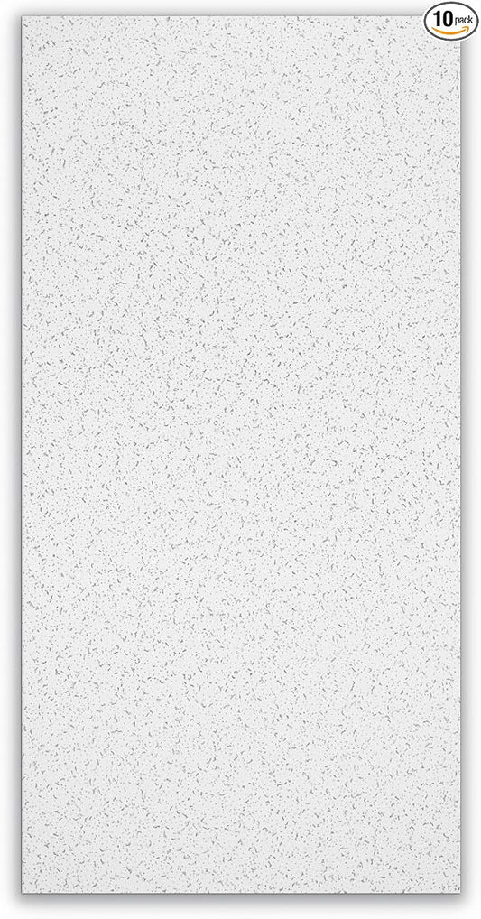 Armstrong Ceiling Tiles; 2x4 Ceiling Tiles - 10 pc White; Acoustic Ceilings for Suspended Grid; Random Textured 933