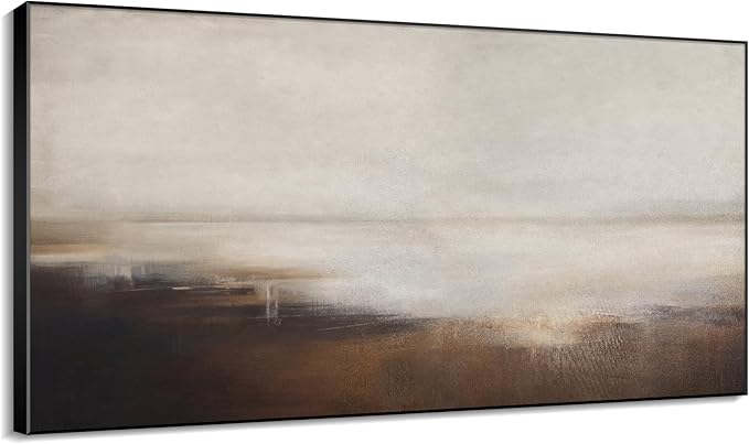 36"x60" XL Framed Wall Art - Decor Landscape Neutral Toned Horizon (Frame Assembly Required)