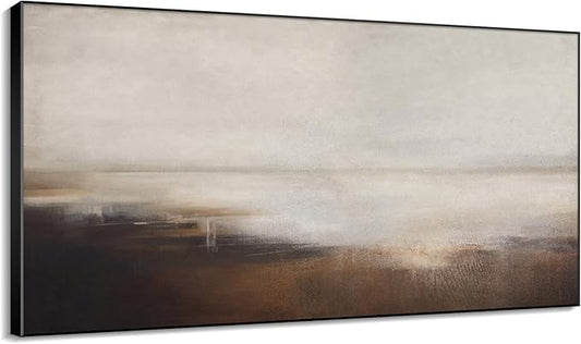 36"x60" XL Framed Wall Art - Decor Landscape Neutral Toned Horizon (Frame Assembly Required)