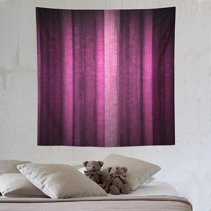 ZhiRain Pink Striped Tapestry Wall Hanging Hot Pink Neon Cute Abstract Mosaic Glass Texture And Dark Stripe Art Tapestries Home Decor for Living Room Bedroom Apartment Farmhouse 60"x60"