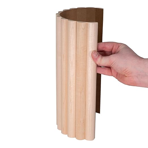 1' x 4' Solid Maple Tambour Sheet with 1" Half Round Slats, Unfinished & Flexible, Bamboo Fiber Reinforced Backer
