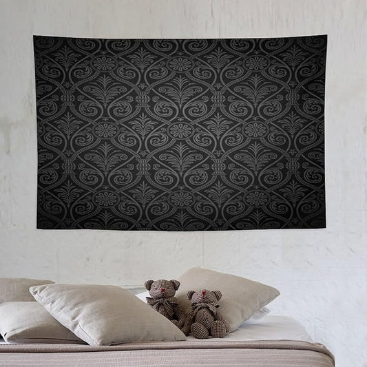 ZhiRain Damask Tapestry Wall Hanging Antique Baroque Pattern with Mild Ombre Shade Gothic Victorian Style Tapestries Home Decor for Living Room Bedroom Farmhouse Apartment Dorm 40"x60"