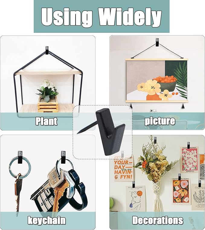 30 PCS Picture Hanging Nails Hooks, Push Pins Thumbtacks for Wall, Wall Hooks Picture Hangers, Renter Freindly Decor Small Nails for Hanging Pictures Tapestry Frame Art