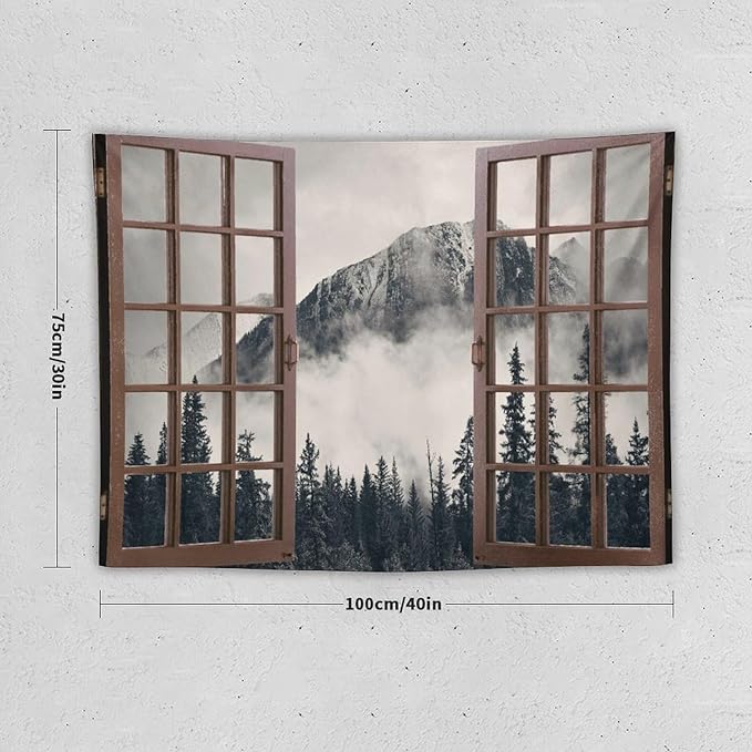 ZhiRain National Parks Landscape Tapestry Wall Hanging Canadian Smokey Mountain Cliff Outdoors Scenery Tapestries Home Decor for Living Room Bedroom Apartment Farmhouse Dorm 30"x40"