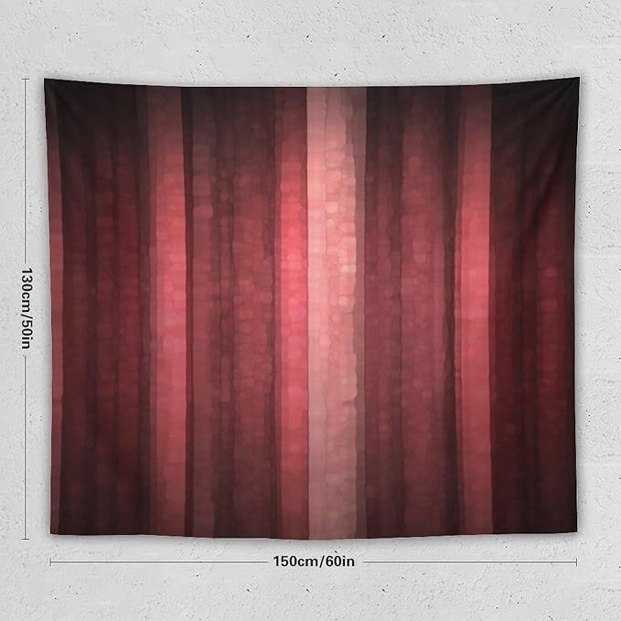 ZhiRain Red Striped Tapestry Wall Hanging Burgundy Marron Modern Vintage Abstract Mosaic Glass Texture And Dark Stripe Tapestries Home Decor for Living Room Bedroom Apartment Farmhouse 50"x60"