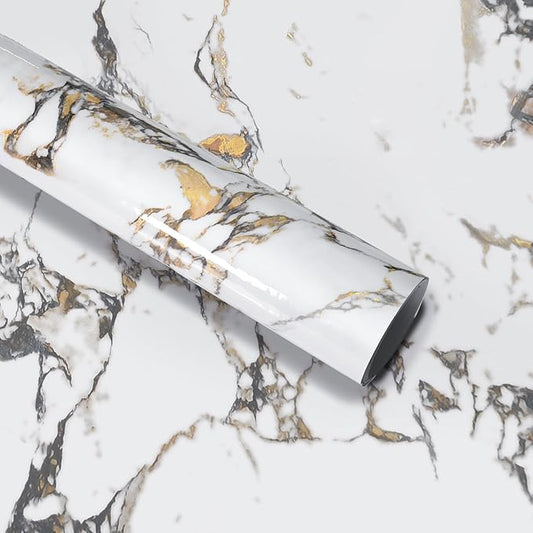 White Gold Marble Contact Paper peel and stick Countertops wall paper Extra Wide counter vinyl stickers 591"x48" Self Adhesive renter friendly wallpaper upgrades for rv Bedroom bathroom backsplash