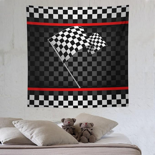 ZhiRain Racing Car Kids Tapestry Wall Hanging Boys Construction Vehicles Racing Flag Tapestries Home Decor for Living Room Bedroom Apartment Farmhouse Dorm 60"x60"