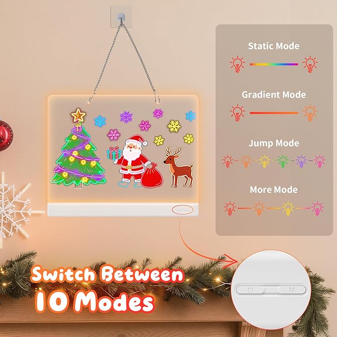 16" LumiBoard LED Drawing Board for Kids - 7 Colors & 10 Modes Rechargeable Acrylic LED Note Board with 7 Markers Cleaning Kit, Sketching & Birthday Gifts for Kids/Girls/Teens