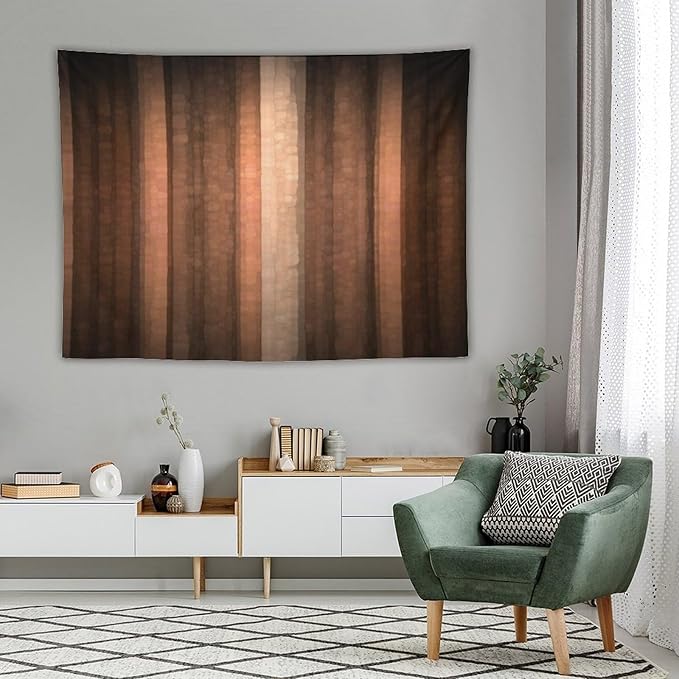 ZhiRain Brown Gradient Tapestry Wall Hanging Cool Glass Texture And Vintage Stripe Art Tapestries Home Decor for Living Room Bedroom Apartment Farmhouse Dorm 60"x80"