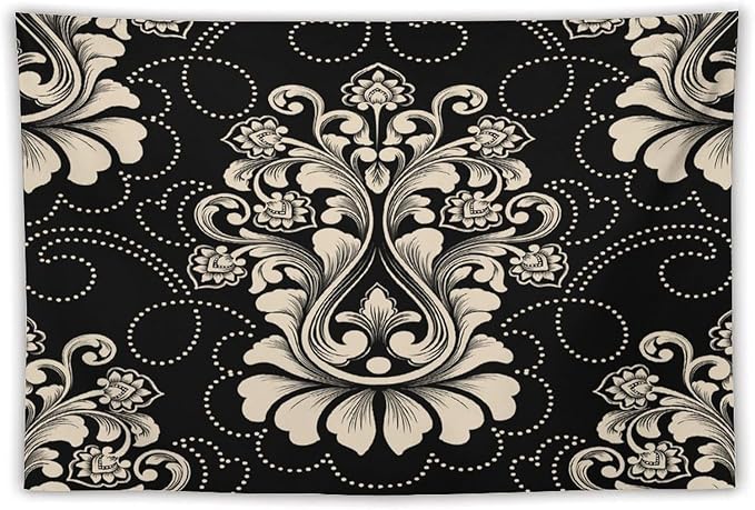 ZhiRain Damask Tapestry Wall Hanging Vintage Antique Baroque Classic Floral Elegant Chic Flower Tapestries Home Decor for Living Room Bedroom Farmhouse Apartment Dorm 40"x60"
