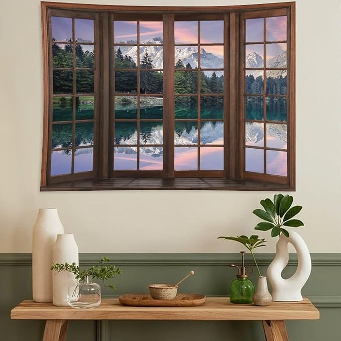 ZhiRain Beautiful Highlands Landscape Tapestry Wall Hanging Mountains Lake Colorful Sky Sunny Day Sunset Tapestries Home Decor for Living Room Bedroom Apartment Farmhouse Dorm 50"x60"