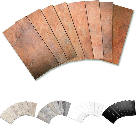 Yipscazo Peel and Stick backsplash 3 x 6 Inches 3D PVC Composite Wall Tile Stick on Backsplash Tile for Kitchen Bathroom, Laundry Room, Fireplace(Copper, 100 Pieces)