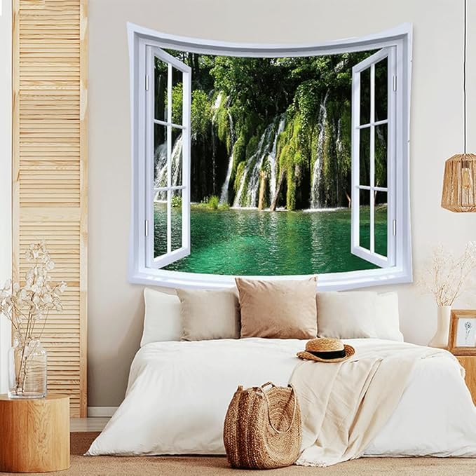 XIUYINHS Nature Forest Tapestry Scenery Wall Mountain Tree Tapestry,for Home Office Dorm Indoor and Outdoor Decoration Large Size 59" W x59 L GTCH(76)