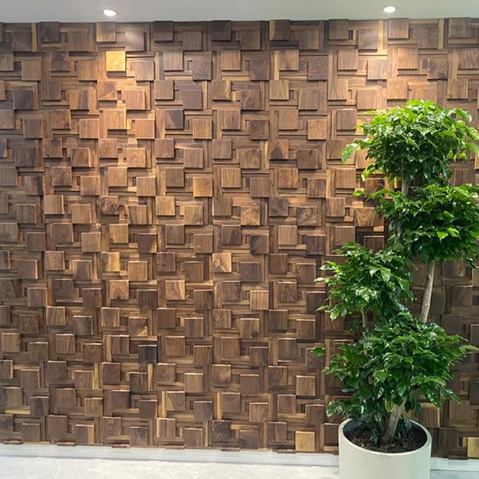3D Black Walnut Solid Wood Wall Panel Decoration. Interior Wood Grain Decoration. Natural Wood Color. Textures for Interior Design.(1 Pack=11 Pics) Covers 10.66 Sq Ft.