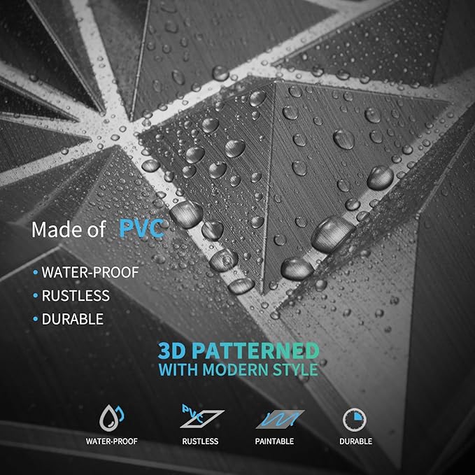 Art3d 33-Pack 3D Wall Panels - Diamond Textured Feature Paneling for Gaming, Living Room, TV Wall - 12 x 12 inch Silver