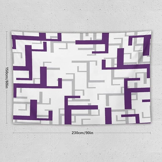 ZhiRain Purple And White Tapestry Wall Hanging Modern Geometric Spa Tapestries Home Decor for Living Room Bedroom Farmhouse Apartment Dorm 60"x90"