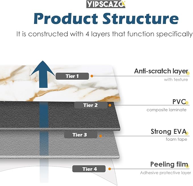 Yipscazo Peel and Stick backsplash 3 x 6 Inches 3D PVC Composite Wall Tile Stick on Backsplash Tile for Kitchen Bathroom, Laundry Room, Fireplace(Cala with Gold, 160 Pieces)