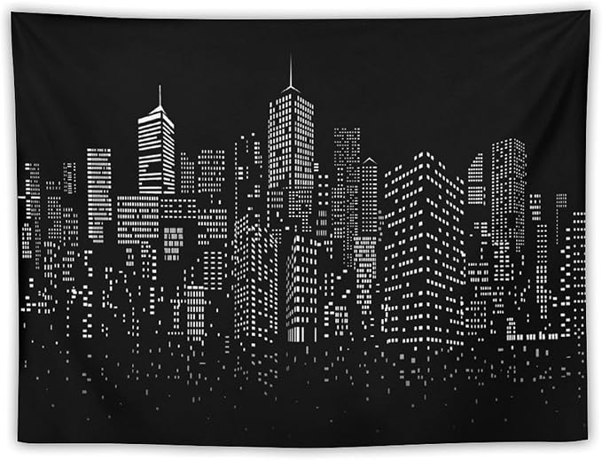 ZhiRain New York City Landscape Tapestry Wall Hanging Black Night America Modern Cityscape Tapestries Home Decor for Living Room Bedroom Apartment Farmhouse Dorm 30"x40"