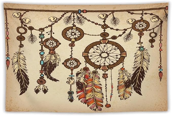 ZhiRain Retro Rustic Dream Catcher Tapestry Wall Hanging Boho Native Dreamcatcher Hippie Feather Tapestries Home Decor for Living Room Bedroom Apartment Farmhouse Dorm 40"x60"