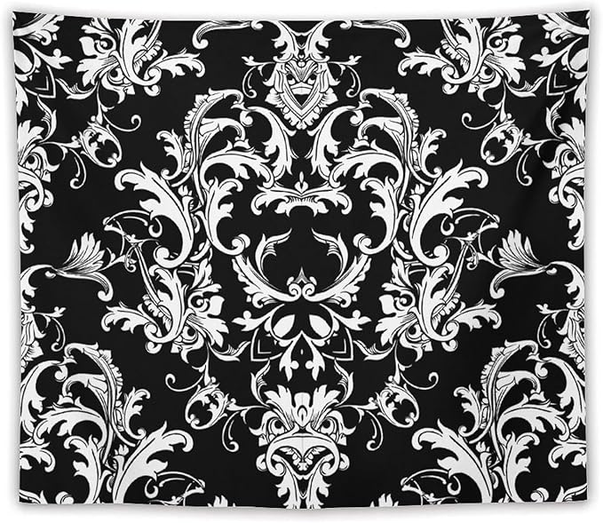 ZhiRain Damask Pattern Tapestry Wall Hanging Boho Baroque Style Tapestries Home Decor for Living Room Bedroom Farmhouse Apartment Dorm 50"x60"