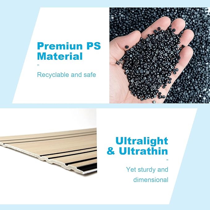 Art3d 4-Pack Glue-On Wall Panels, Wood Grain Texture Interior Wall Decor, 104"x12" Recycled Polystyrene Wainscoting Panels, Low Emission for Living Room Bedroom,Natural Oak