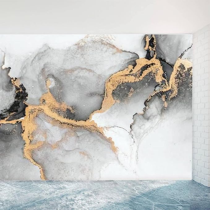 YTTBDBD Marble Photos 3D Wall Mural, Black Gold Texture Murals Wallpaper,for Storefront Restaurant Beauty Salon Hotels Living Room Decoration-Not Self-Adhesive-48 W x 36" H/122x91cm-Silk