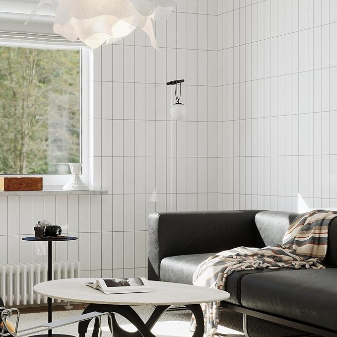 Art3d 10-Sheet Faux Marble Peel and Stick Backsplash Tile for Kitchen Wall Bathroom Countertops, 11.4 inch x 9.1 inch Stick-on Glazed-Ceramic Finish Resist to Water, Heat and Scratches, White