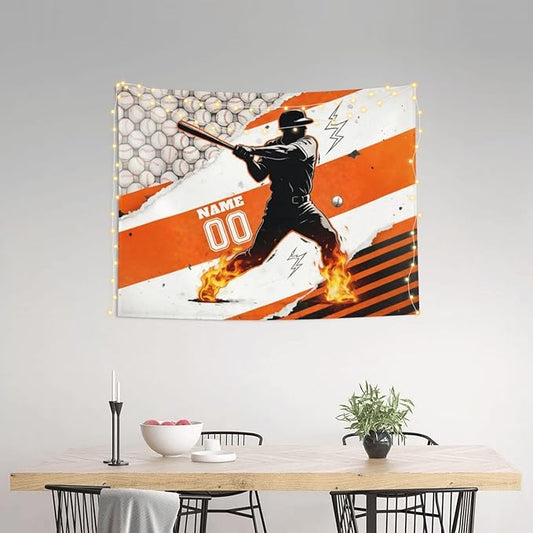 Zufygsni Personalized Sports Theme Wall Tapestry Custom Name With Number Decor For Bedroom Room And Dorm