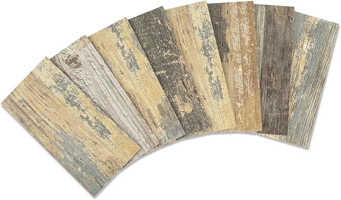 Yipscazo Peel and Stick backsplash 3 x 6 Inches 3D PVC Composite Wall Tile Stick on Backsplash Tile for Kitchen Bathroom, Laundry Room, Fireplace(Retro Rustic, 32 Pieces)