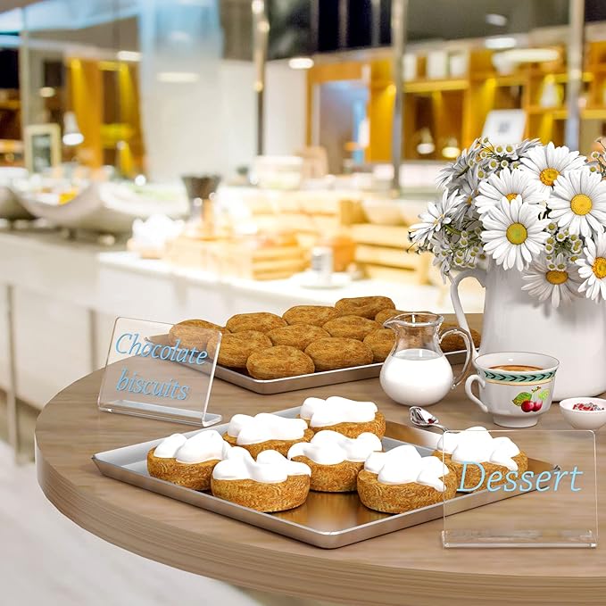 10 Pack Acrylic Mini Chalkboard Signs for Food, AITEE Clear Mini Tabletop Chalkboard Signs, Small Buffet Chalkboards Signs for Weddings, Birthday Parties, Message Board Signs, Buffet,Bakery and Retail