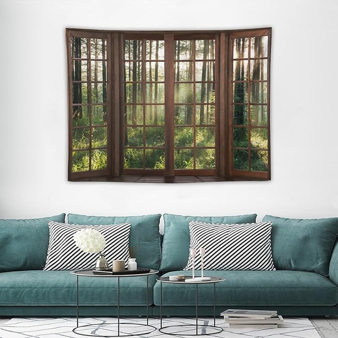 ZhiRain Forest Tree Landscape Tapestry Wall Hanging Nature Sunshine Tree Green Fresh Woodland Scenery Tapestries Home Decor for Living Room Bedroom Apartment Farmhouse Dorm 30"x40"