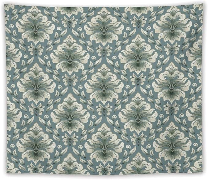 ZhiRain Retro Damask Tapestry Wall Hanging Gothic Vintage Baroque Classic Pattern Tapestries Home Decor for Living Room Bedroom Farmhouse Apartment Dorm 50"x60"