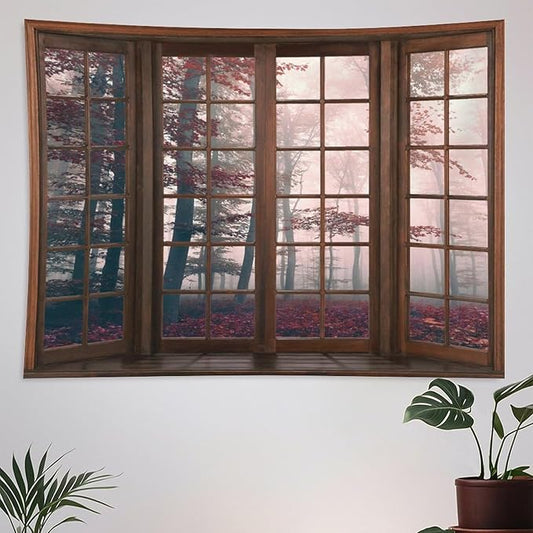 ZhiRain Forest Landscape Tapestry Wall Hanging Autumn Mystic Foggy Fall Nature Scenery Woods Wild Trees Tapestries Home Decor for Living Room Bedroom Apartment Farmhouse Dorm 60"x90"